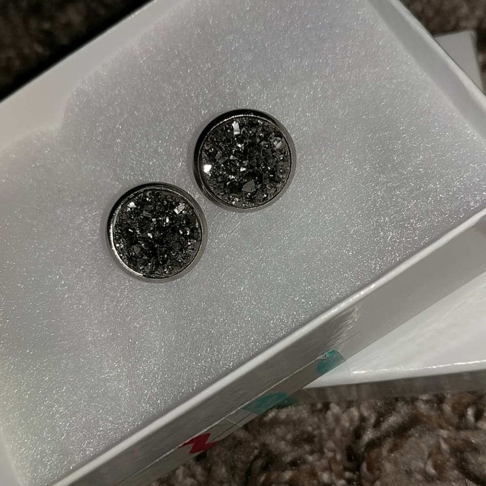 Gunmetal Druzy Studs